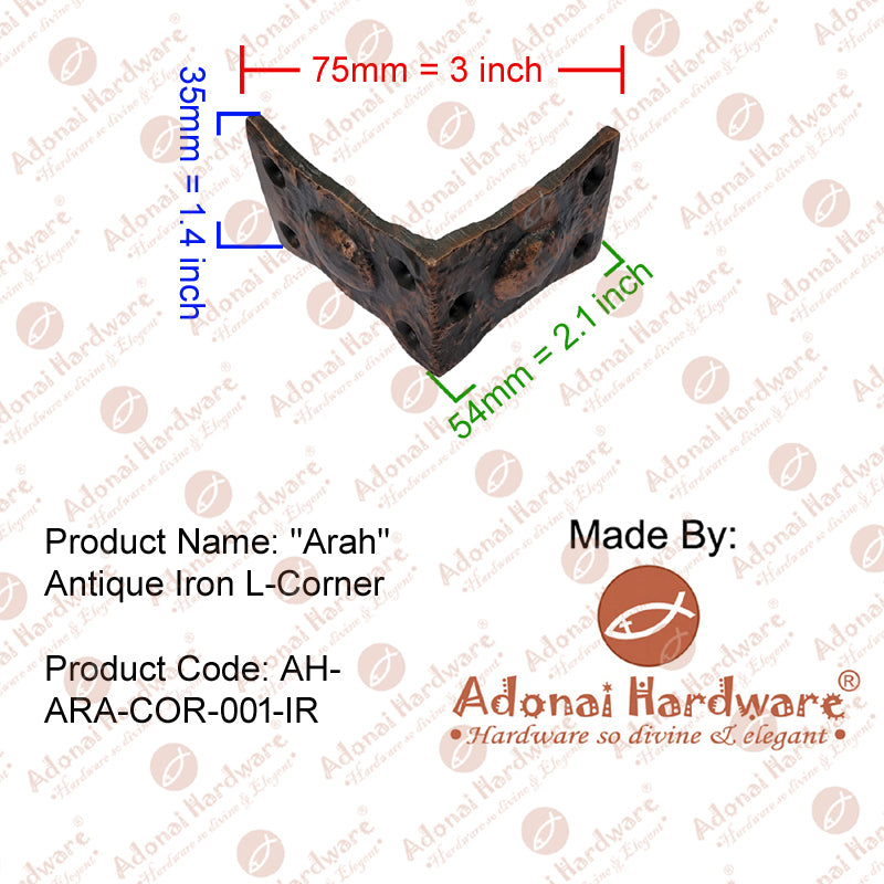 "Arah" Black Antique Cast Iron L-Corner