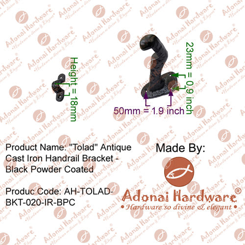 "Tolad" Antique Cast Iron Handrail Bracket