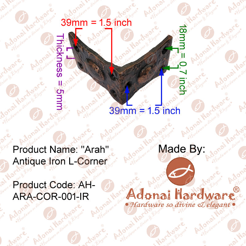 "Arah" Black Antique Cast Iron L-Corner