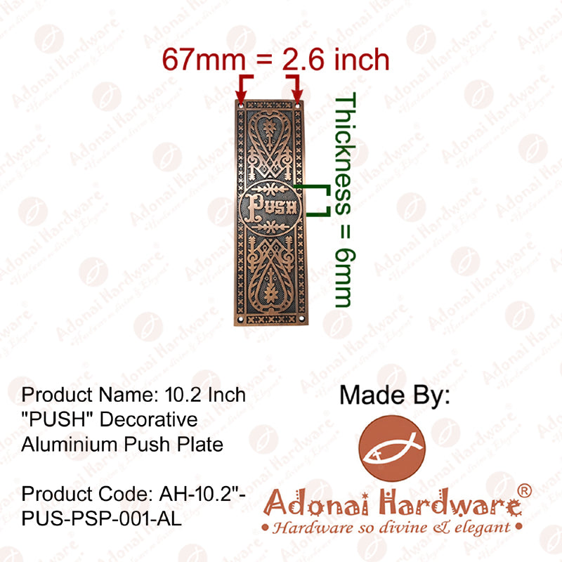 10 Inch Push Aluminium Push Plate