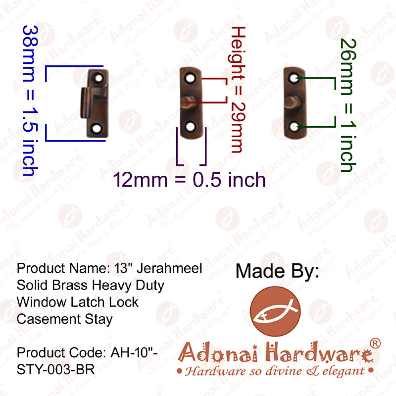 13""Jerahmeel" Brass Window Casement Stay