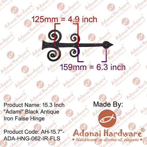 15.7 Inch "Adami" Black Antique Iron False Hinge