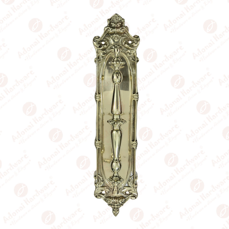9.5 Inch "Shemariah Brass Door Pull with 15" Backplate