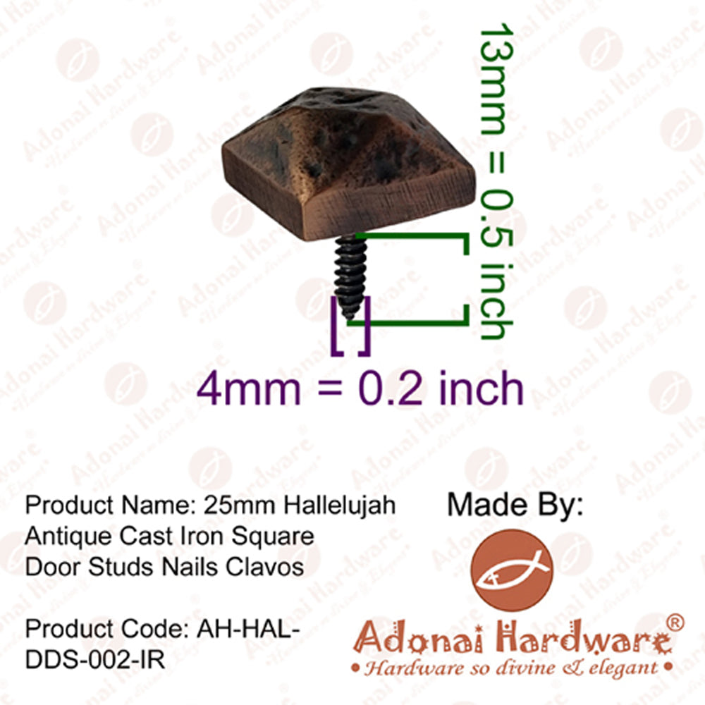 25mm "Hallelujah" Black Antique Iron Decorative Door Stud