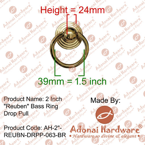 2 Inch "Reuben" Brass Ring Drop Pull
