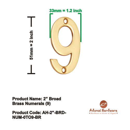 2" Broad Brass Numerals (0-9)