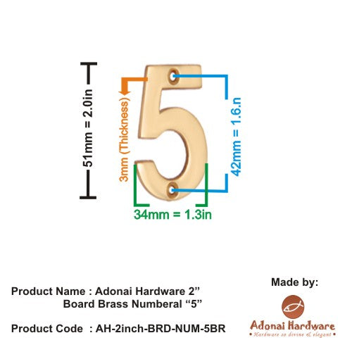 2" Broad Brass Numerals (0-9)