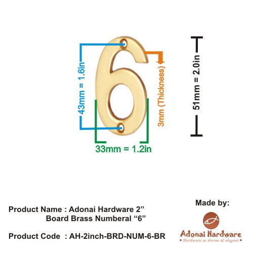 2" Broad Brass Numerals (0-9)