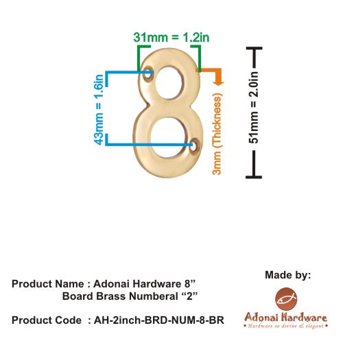 2" Broad Brass Numerals (0-9)