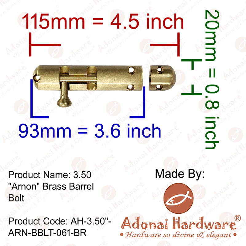3.50" Arnon Brass Barrel Bolt
