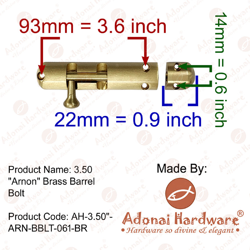 3.50" Arnon Brass Barrel Bolt