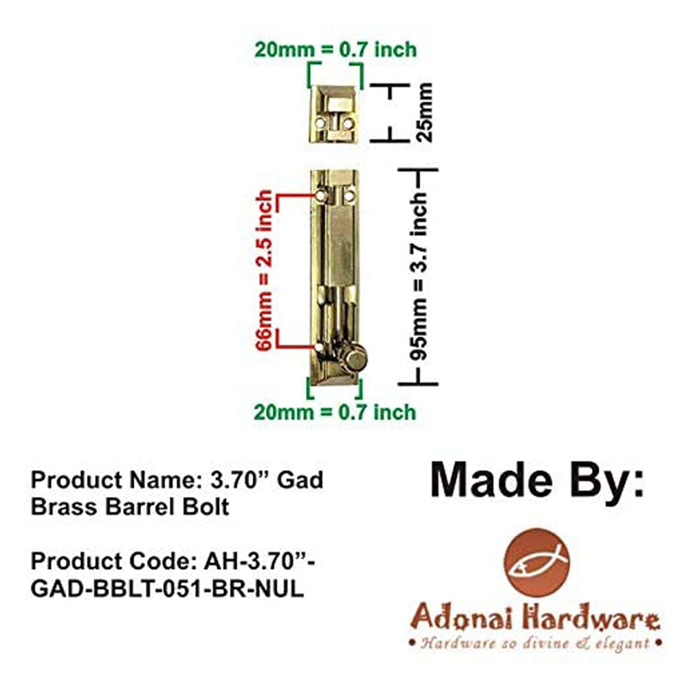 3.70" Gad Brass Barrel Bolt