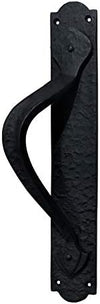 "Cappadocia" Black Antique Iron Door Pull with Plate (Left Hand)