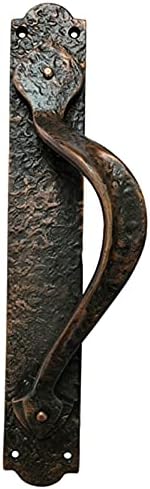 "Cappadocia" Black Antique Iron Door Pull with Plate (Right Hand)