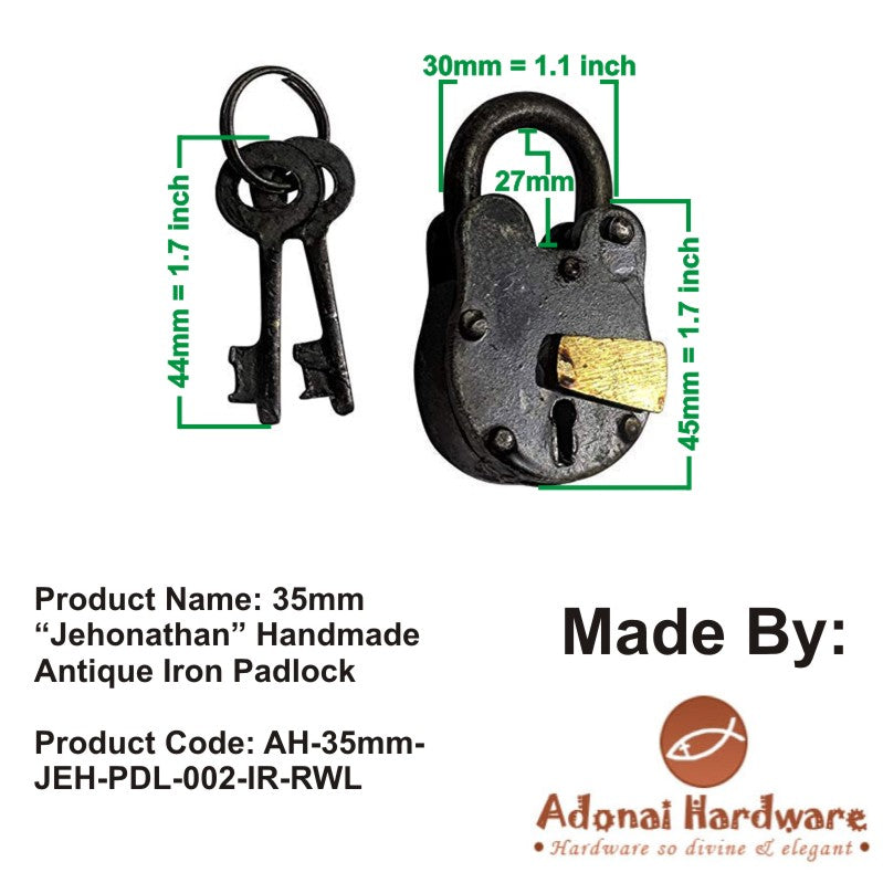 35mm "Jehonathan" Handmade Antique Iron Padlock