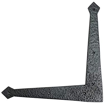 Buy 361mm "Hosea" Black Antique Iron Dummy Corner Door Strap/L-Bracket-Premium Harware Products Online - Adonai Hardware