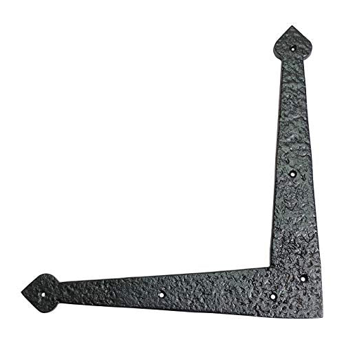 Buy 362mm "Ether" Black Antique Iron Dummy Corner Door Strap/L-Bracket-Premium Harware Products Online - Adonai Hardware