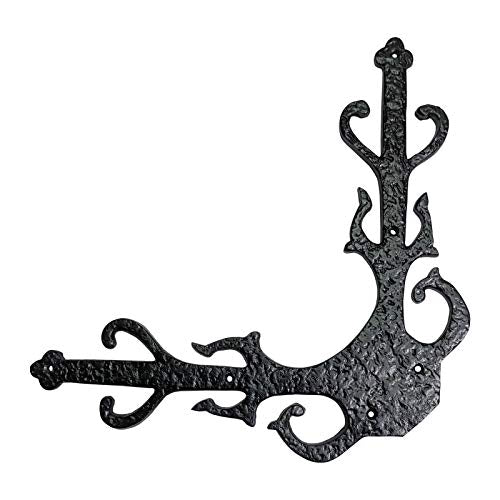 Buy 375mm "Gozan" Decorative Black Antique Iron Dummy Corner Door Strap/L-Bracket-Premium Harware Products Online - Adonai Hardware