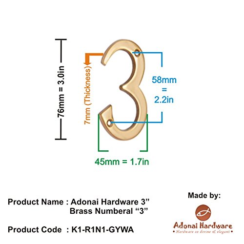 3" Thin Brass Numerals (0-9)