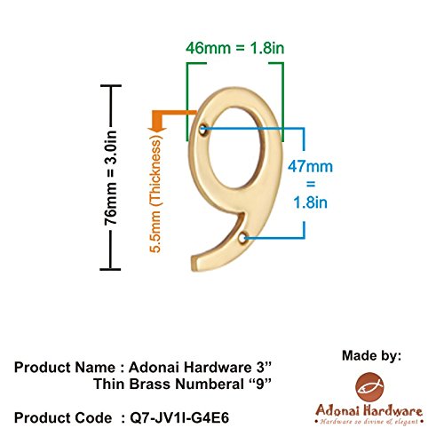 3" Thin Brass Numerals (0-9)