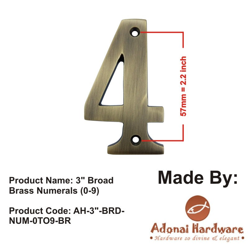 3" Broad Brass Numerals (0-9)