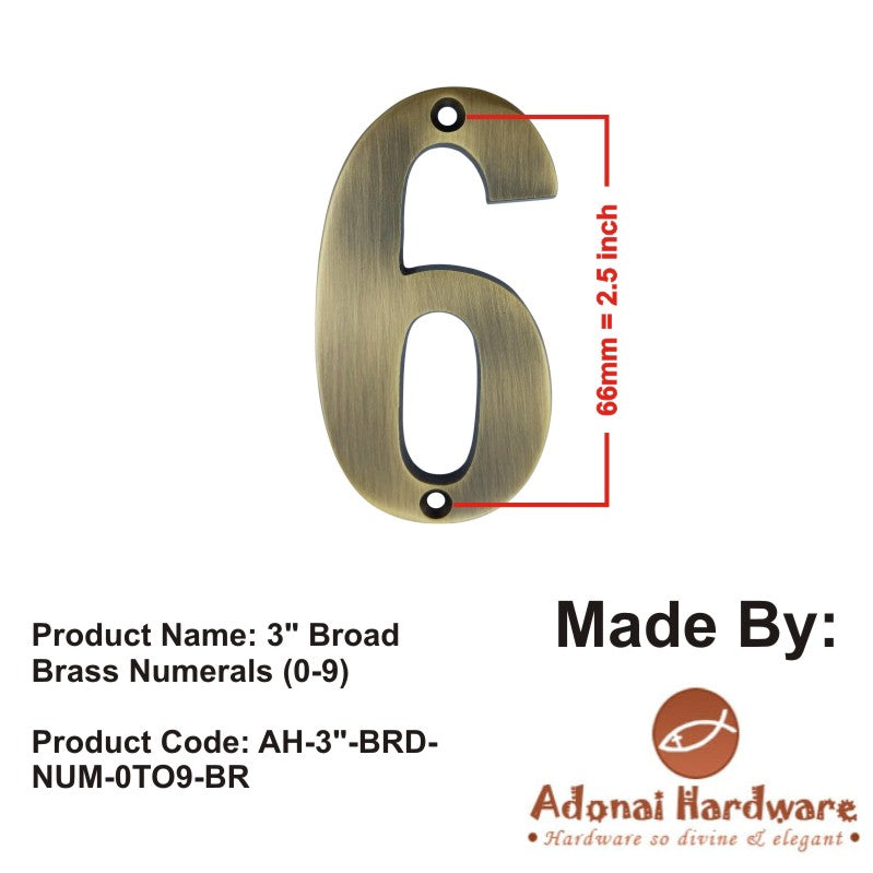 3" Broad Brass Numerals (0-9)