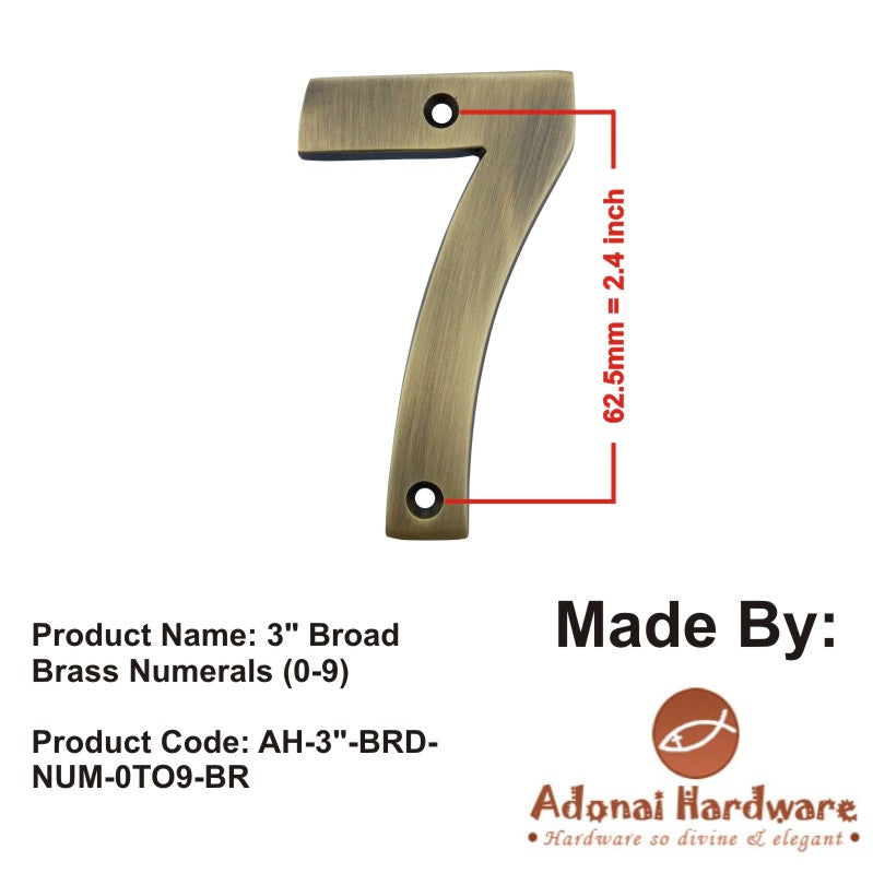 3" Broad Brass Numerals (0-9)