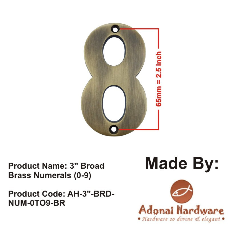 3" Broad Brass Numerals (0-9)