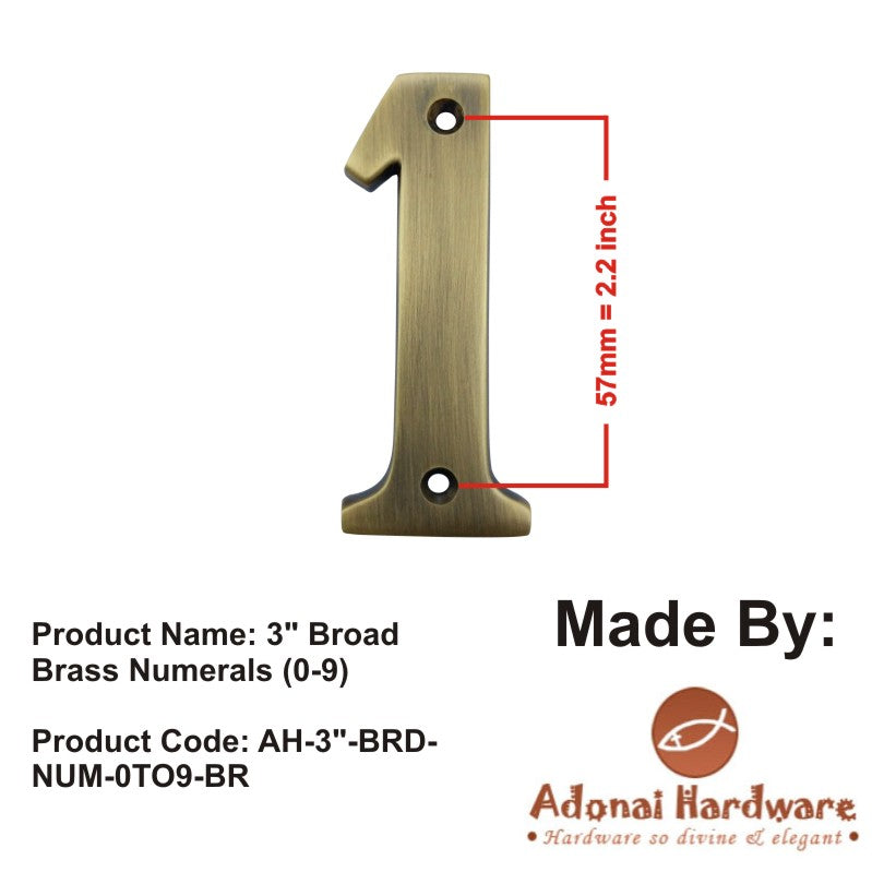 3" Broad Brass Numerals (0-9)