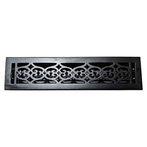 Buy "Flower" Iron Wall Register with Louver - 2-1/4" x 14" (3-7/8" x 15-1/4" Overall)-Premium Harware Products Online - Adonai Hardware