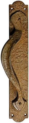 "Cappadocia" Black Antique Iron Door Pull with Plate (Left Hand)