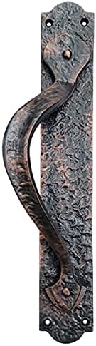 "Cappadocia" Black Antique Iron Door Pull with Plate (Left Hand)