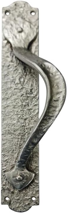 "Cappadocia" Black Antique Iron Door Pull with Plate (Right Hand)