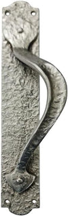 "Cappadocia" Black Antique Iron Door Pull with Plate (Right Hand)