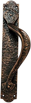 "Cappadocia" Black Antique Iron Door Pull with Plate (Right Hand)