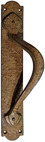 "Cappadocia" Black Antique Iron Door Pull with Plate (Right Hand)