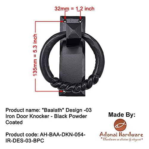 "Baalath" Black Antique Iron Door Knocker ( Des-03 )