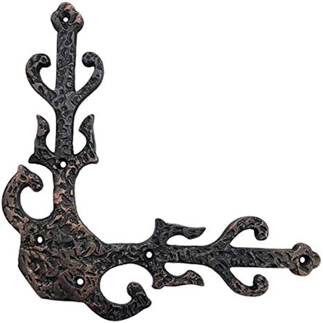 217mm "Gozan" Decorative Black Antique Iron Dummy Corner Door Strap/L-Bracket