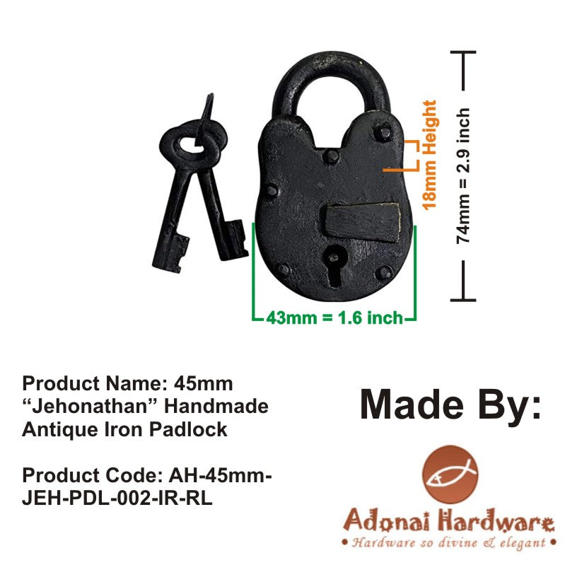 45mm "Jehonathan" Handmade Antique Iron Padlock