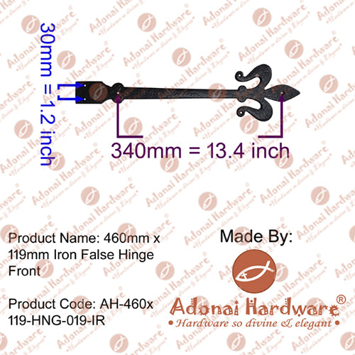 460mm x 119mm Iron False Hinge Front