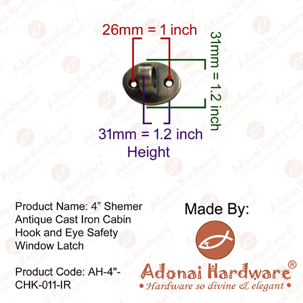 4 Inch Shemer Black Antique Iron Cabin Hook