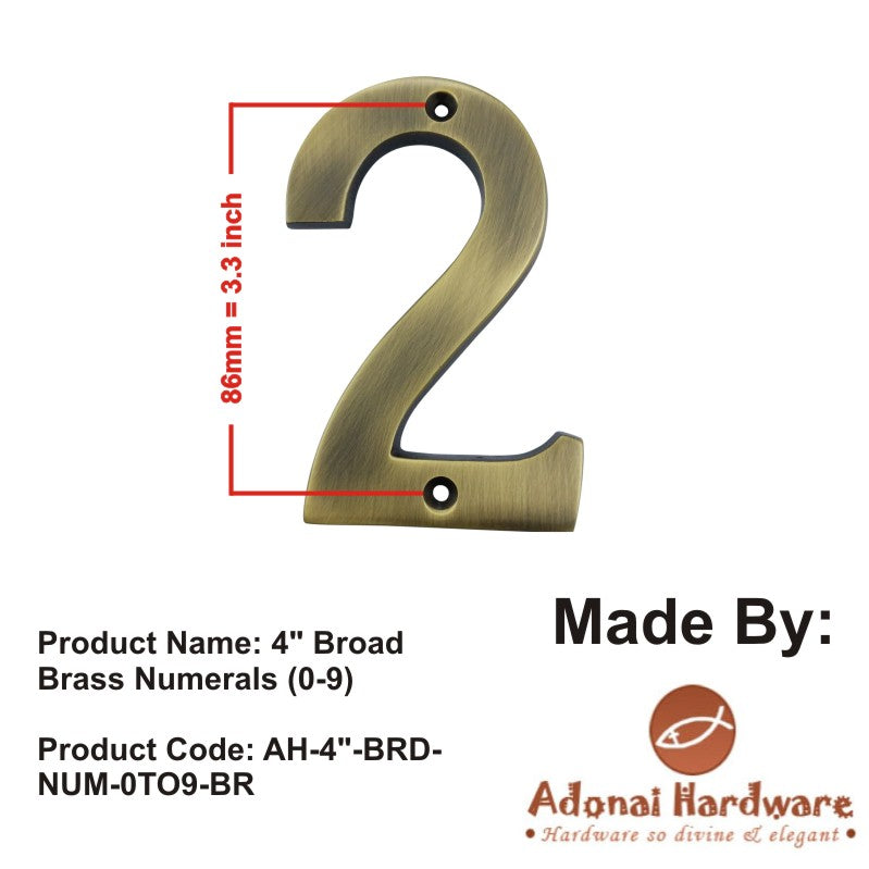 4" Broad Brass Numerals (0-9)