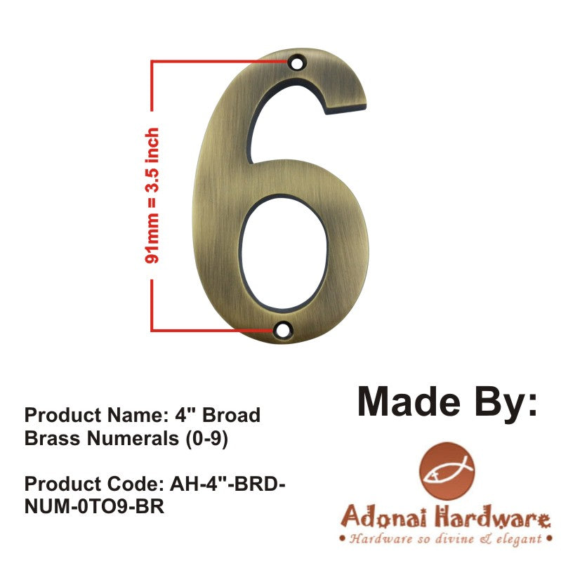 4" Broad Brass Numerals (0-9)