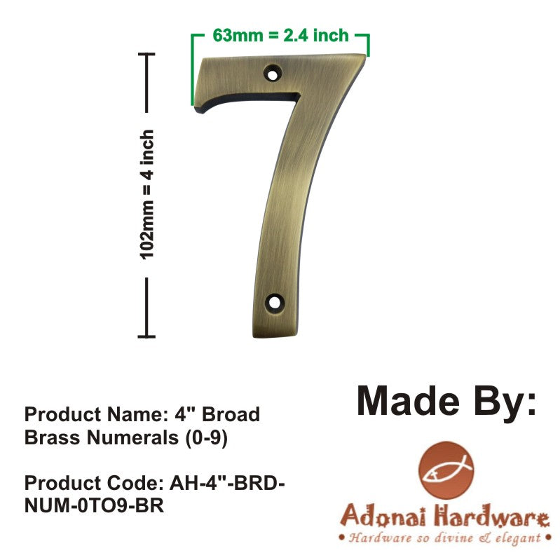 4" Broad Brass Numerals (0-9)