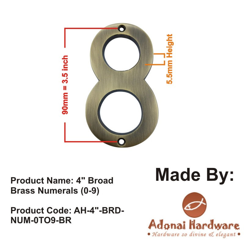 4" Broad Brass Numerals (0-9)