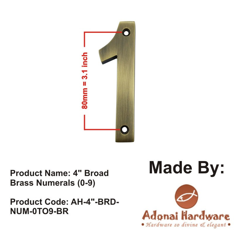4" Broad Brass Numerals (0-9)