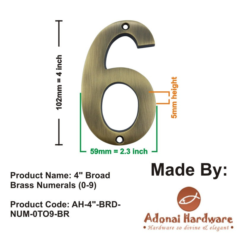 4" Broad Brass Numerals (0-9)