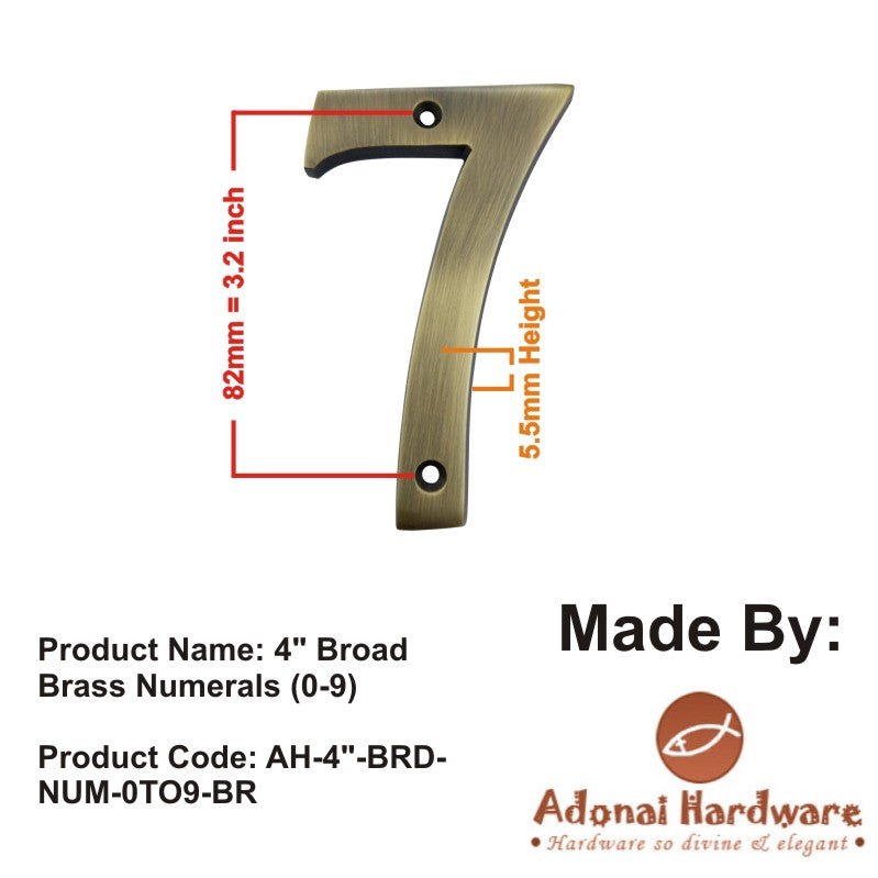 4" Broad Brass Numerals (0-9)