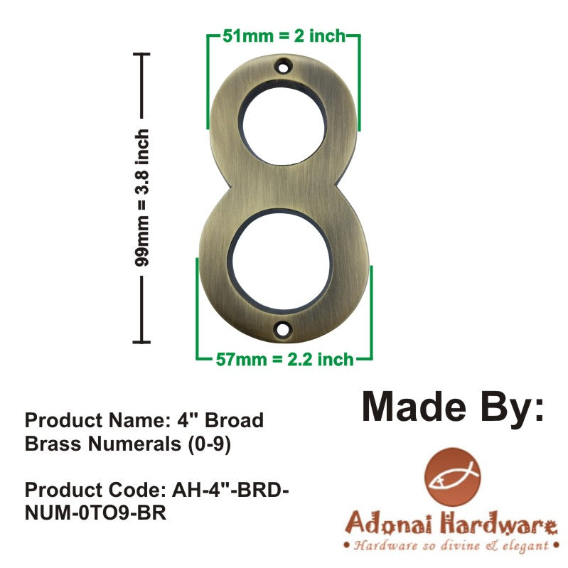 4" Broad Brass Numerals (0-9)