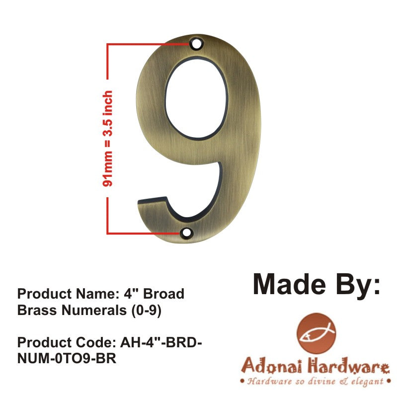 4" Broad Brass Numerals (0-9)